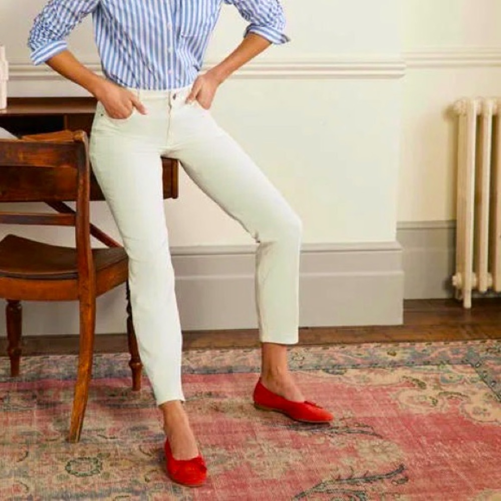 Boden Ecru Slim Straight White Ankle Jeans - Size 10